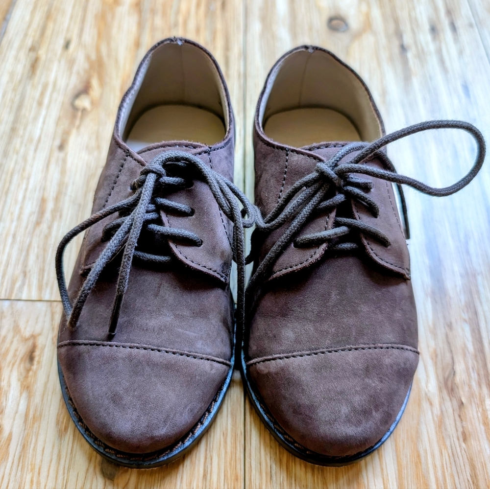 Janie & Jack Derby Brown Suede Leather Lace Up Dress Shoes Size 6 Boys